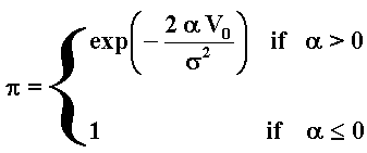 Probability to occur an eventual absorption at V = 0