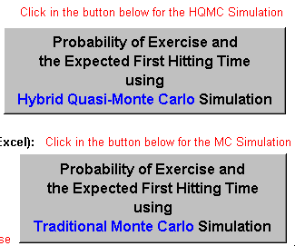 Timing facilities to calculate the expected first hitting time for finite lived options: simulation buttons
